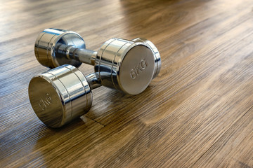 Obraz na płótnie Canvas A Pair of Dumbells in a Sport Fitness Room