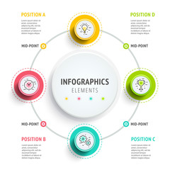 Circle infographics elements design. Abstract business workflow - obrazy, fototapety, plakaty