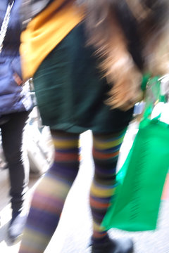 colorful pantyhose motion blur