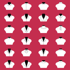 Set of types of collars, vector illustration