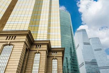Skyscrapers from a low angle view in Shanghai,China.