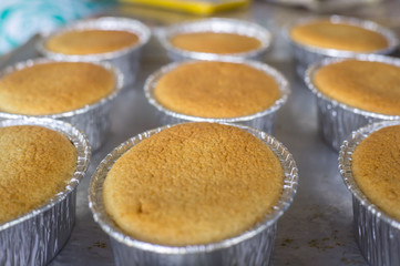 cake, making cakes, Close up cakes with cheddar cheese on top. cake on wooden background.