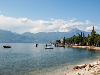 Shore of the Lake Garda in the village of Torri del Benaco in Italy