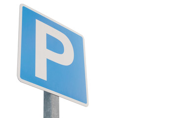 Parking sign isolated on white background.
