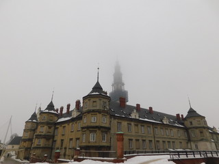 Czestochowa architecture in fog