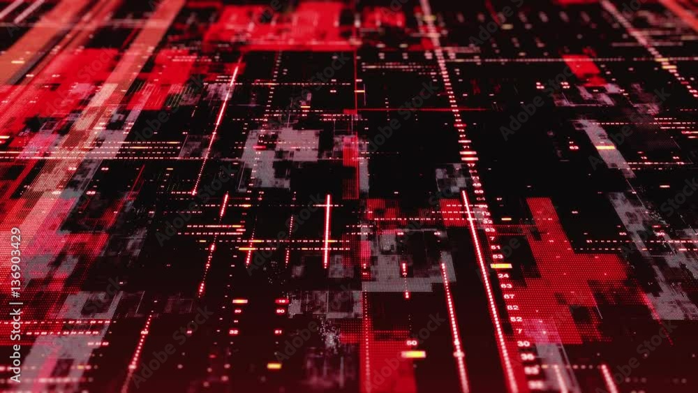 Poster abstract particle background. lots of small details and elements. crosses, squares and glitch elemen