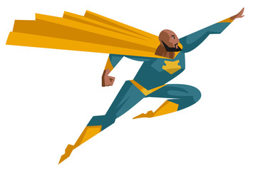 strong african superhero flying