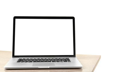 Fototapeta premium Laptop on wooden desk