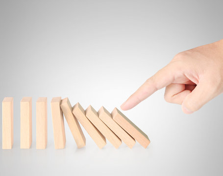 hand stop  dominoes continuous toppled