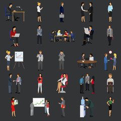 office people flat icon set