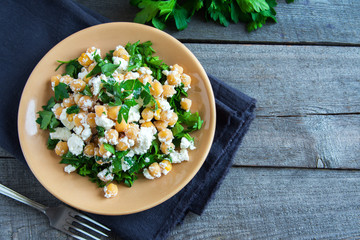Chickpea salad with feta cheese