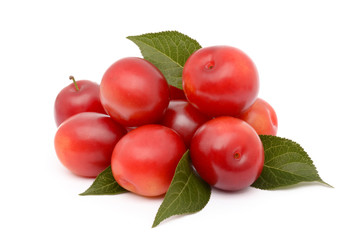 Plums on a white background