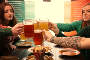 People celebrating Saint Patrick's Day in pub