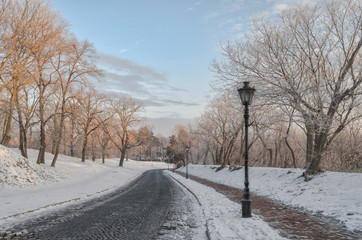 Petrovaradin Fortress in the fog in winter