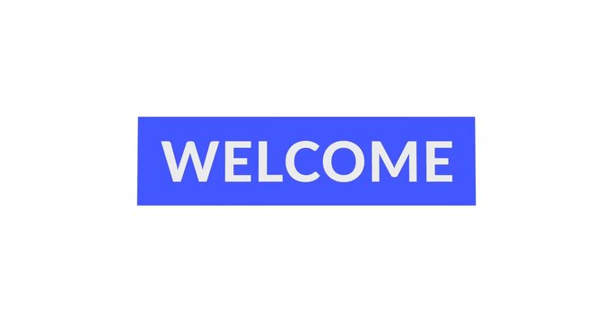Welcome drop-down video banner with the word welcome on white background. Motion sticker with blue, red, green, yellow, and grey color.