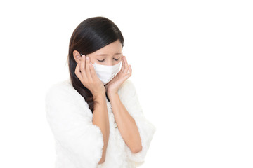 風邪に罹患した女性