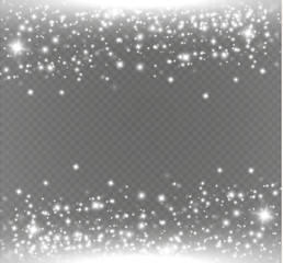 Vector glitter particles background effect for luxury greeting rich card. Sparkling texture. Star dust sparks in explosion on transparent background.