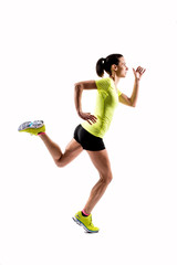 Running Woman on white background 