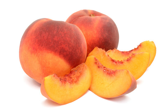 Peaches on a white background
