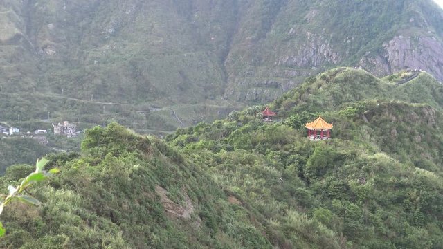 4K Chinese pavilion view from the TeaPot Mountain Jinguashi town in New Taipei City, Near to Jishan Ruifang District, Attractions in Xinbei, Taiwan-Dan