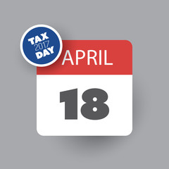  USA Tax Day Icon - Calendar Design Template 2017