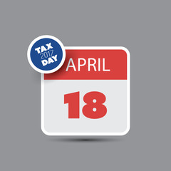 Fototapeta na wymiar USA Tax Day Icon - Calendar Design Template 2017