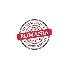Made in Romania, Premium Quality grunge printable label / stamp / sticker. CMYK colors used.