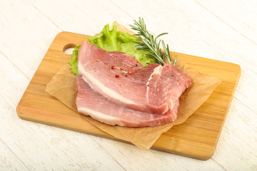 Raw pork steak