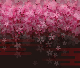 満開の夜桜　背景イラスト