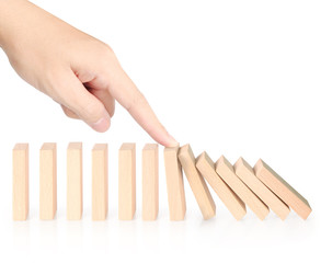 hand stop  dominoes continuous toppled