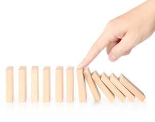hand stop  dominoes continuous toppled