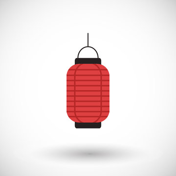 Red Chinese lantern flat vector icon