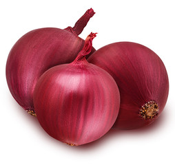 three bulb red onion set isolated on white background