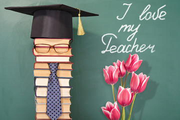 I love my Teacher, funny education concept with man teacher and