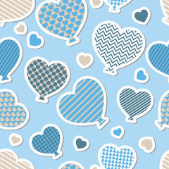 Seamless vector background with decorative hearts. Balloons. Valentine's day. Print. Cloth design, wallpaper.