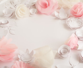 white and rose paper flowers