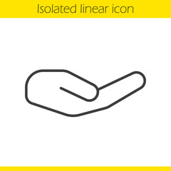 Begging hand gesture linear icon