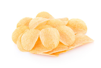 Potato chips isolated on white background