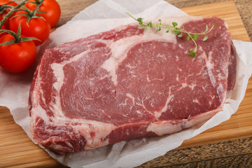 Raw ribeye steak