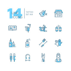 Tattoo Studio - line icons set