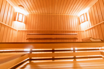 Obraz premium Wooden bath or sauna interior