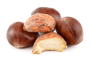Chestnuts on a white background