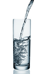 Flowing water in a glass