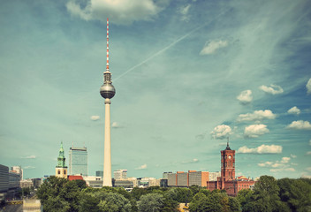 View over the Alexanderplatz in Berlin Mitte, Berlin, Germany, Europe, vintage style