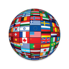 Flags Globe. Creative Icon for Text and Design.