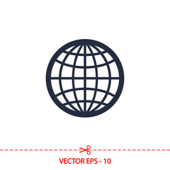 Globe Icon vector illustration. Flat design style