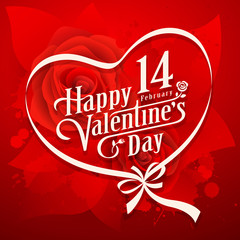 Vector illustration Happy Valentine day on red rose background