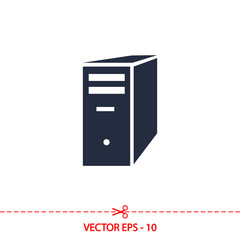 computer server icon, vector illustration. Flat design style