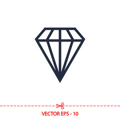 Diamond icon, vector illustration. Flat design style