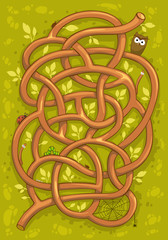 Vector forest cartoon maze for game.
